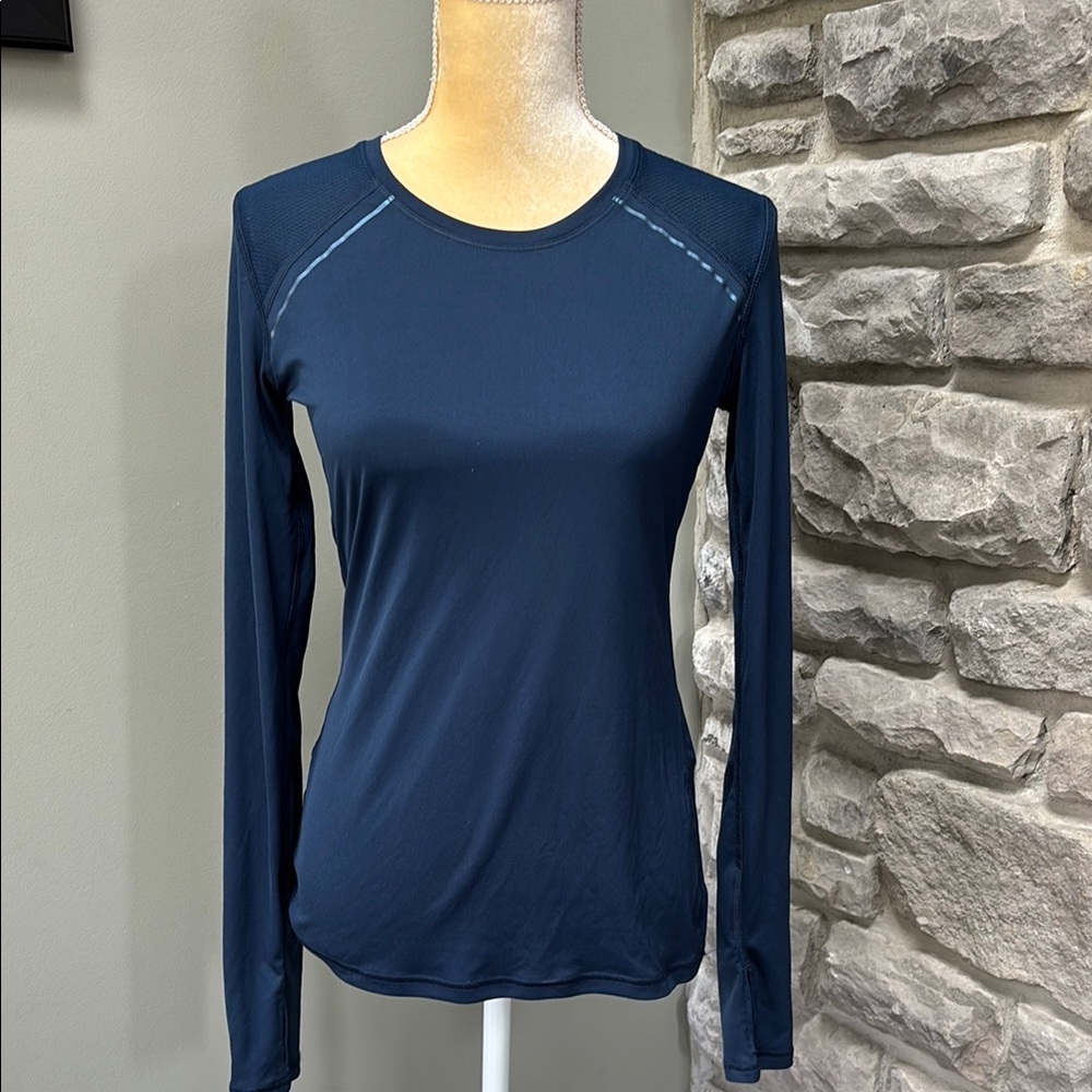 Women's Long Sleeve Navy Athletic Top, C9, XS